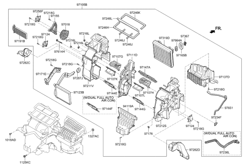 2015 Hyundai Tucson Heater & Evaporator Assembly Diagram for 97205-D3041