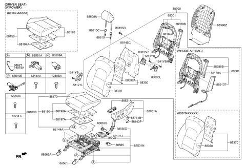 2018 Hyundai Tucson Front Left-Hand Seat Back Covering Assembly Diagram for 88360-D3070-T7G