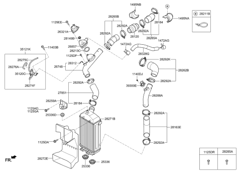 2015 Hyundai Tucson Hose-INTERCOOLER Outlet Diagram for 28261-2B740