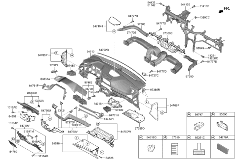 2022 Hyundai Ioniq Steering Column Lower Shroud Diagram for 84855-G2050-T9Y