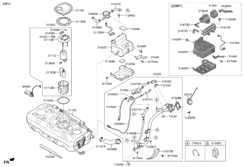 2022 Hyundai Ioniq Packing-Fuel Pump Diagram for 31115-0W000