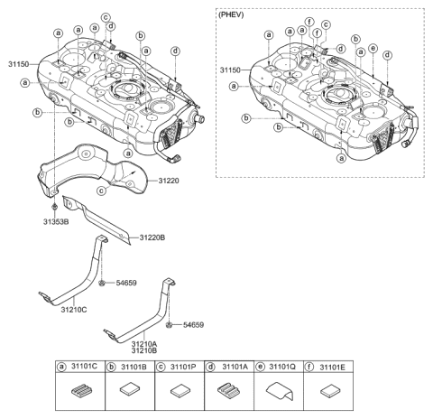2022 Hyundai Ioniq Pad-Fuel Tank Diagram for 31101-G2200