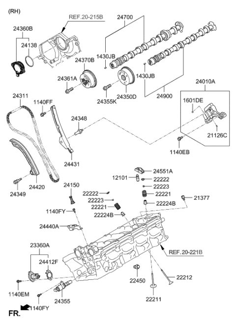 2017 Hyundai Genesis G90 Rocker Arm Assembly Diagram for 24551-3F300