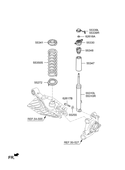 2018 Hyundai Genesis G90 Rear Left-Hand Shock Absorber Assembly Diagram for 55310-D2570