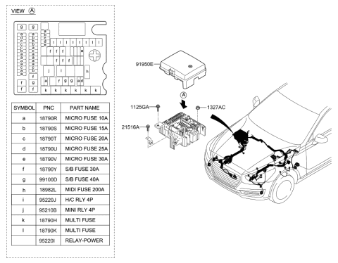 2017 Hyundai Genesis G90 Upper Cover-Engine Room Box Diagram for 91950-D2180