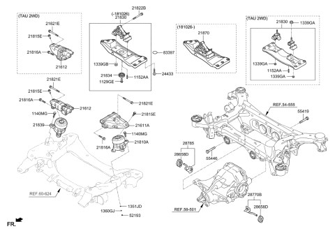 2018 Hyundai Genesis G90 Engine Mounting Bracket Assembly Diagram for 21810-D2500