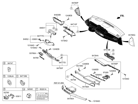 2019 Hyundai Genesis G90 Steering Column Upper Shroud Diagram for 84850-D2100-UUB