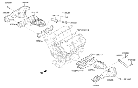 2019 Hyundai Genesis G90 Exhaust Manifold Catalytic Assembly, Right Diagram for 28510-3F710