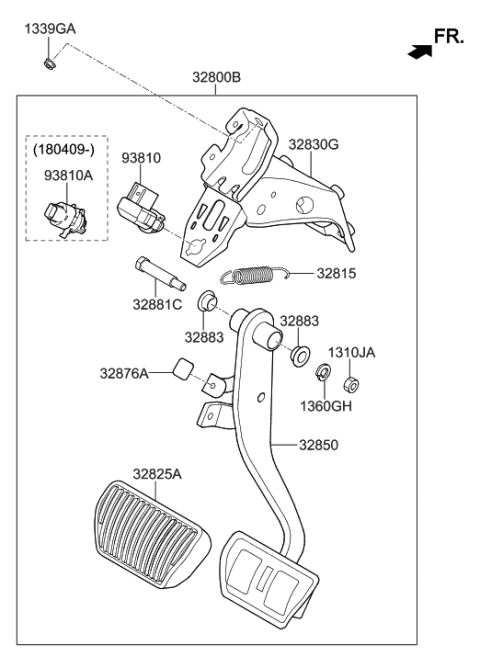 2017 Hyundai Genesis G90 Brake & Clutch Pedal Diagram