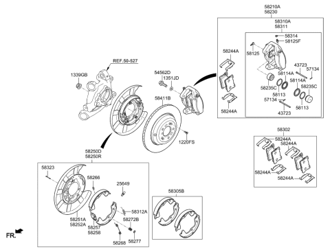 2019 Hyundai Genesis G90 Brake Assembly-Rear Wheel,LH Diagram for 58210-D2030