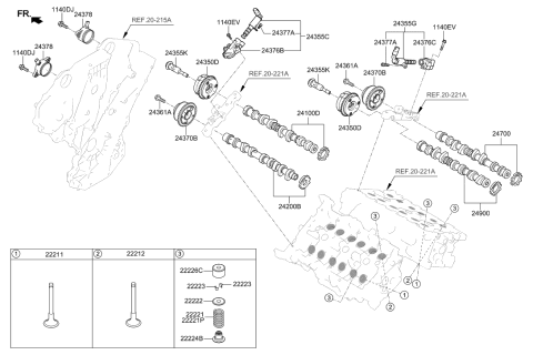 2018 Hyundai Genesis G90 Valve-Exhaust Diagram for 22212-3L200