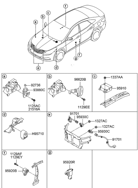 2013 Hyundai Azera Module Assembly-Air Bag Control Diagram for 95910-3V350