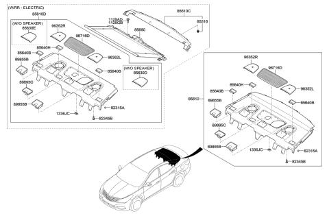 2013 Hyundai Azera Grille Assembly-Speaker,LH Diagram for 85630-3V000-HZ