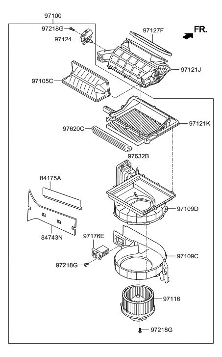2014 Hyundai Azera Motor & Fan Assembly-A/C Blower Diagram for 97113-2Y000