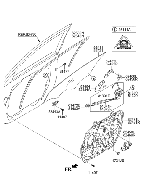 2013 Hyundai Azera Front Door Inside Handle Cable Assembly,Right Diagram for 81372-3V000