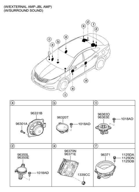 2011 Hyundai Azera Front Door Speaker Assembly Diagram for 96330-3V200
