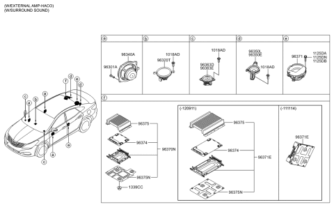 2013 Hyundai Azera Extension Amp Assembly Diagram for 96370-3V202