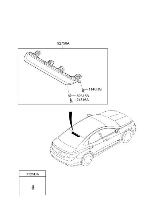 2014 Hyundai Azera Lamp Assembly-High Mounted Stop Diagram for 92700-3V000