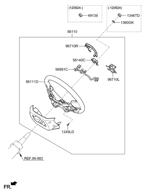 2014 Hyundai Azera Steering Remote Control Switch Assembly, Left Diagram for 96710-3V100-HZ