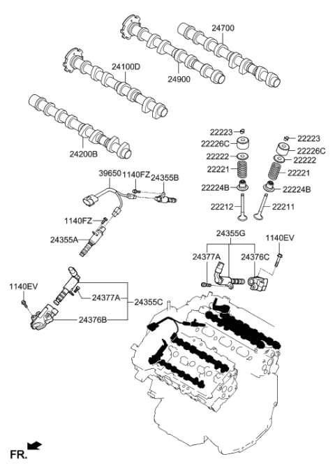 2011 Hyundai Azera CAMSHAFT Assembly-Intake,RH Diagram for 24900-3CAB1
