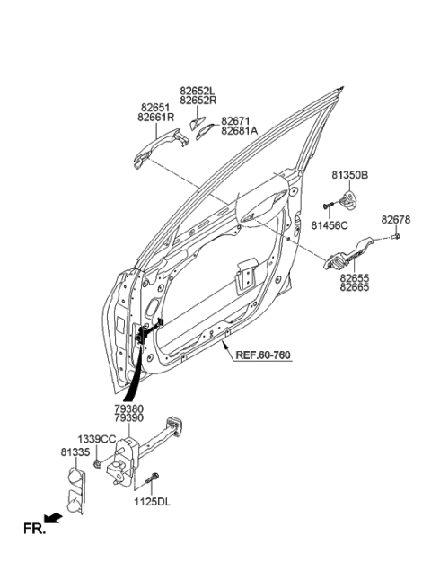2013 Hyundai Azera Door Handle Assembly, Exterior Diagram for 82651-3V020-VR5