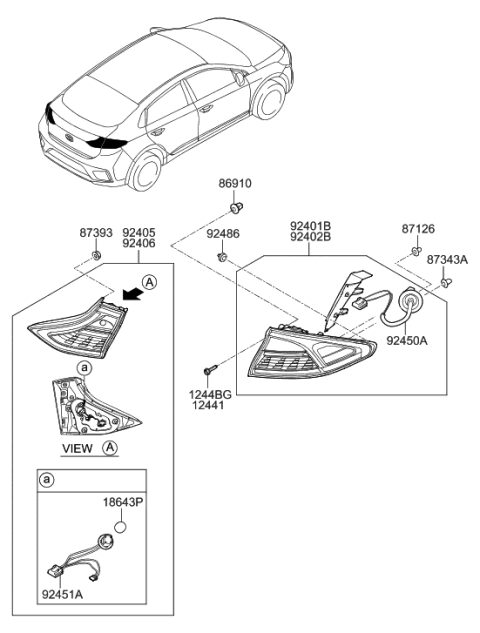2017 Hyundai Ioniq Lamp Assembly-Rear Combination Outside,LH Diagram for 92401-G7050