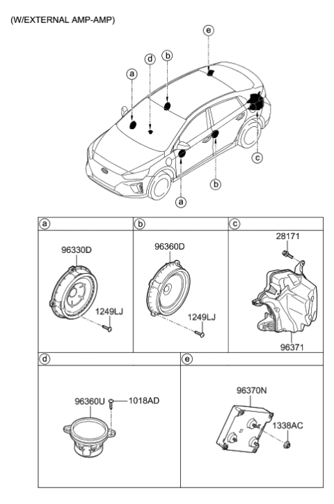 2018 Hyundai Ioniq Subwoofer Speaker Assembly Diagram for 96380-G2100