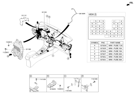 2019 Hyundai Ioniq Instrument Panel Junction Box Assembly Diagram for 91950-G2531