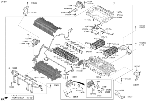 2017 Hyundai Ioniq Wiring Assembly-Battery Diagram for 91850-G2500