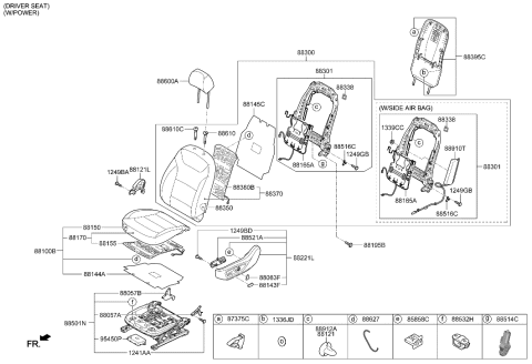 2019 Hyundai Ioniq Cushion Assembly-FR Seat,LH Diagram for 88100-G2050-SKJ