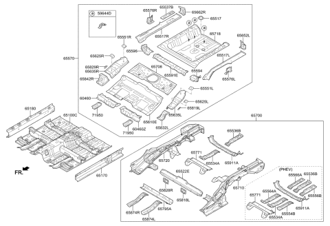 2018 Hyundai Ioniq Panel Assembly-Rear Floor Diagram for 65510-G2500
