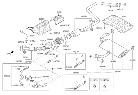 2018 Hyundai Ioniq Hanger-Exhaust Pipe Diagram for 28760-2G000