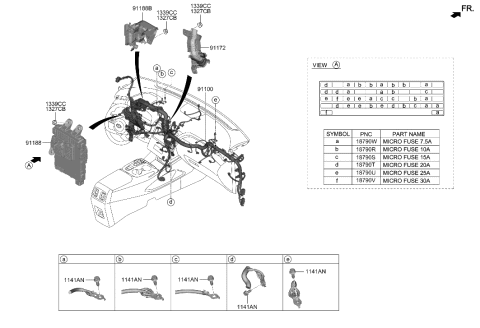 2022 Hyundai Tucson Junction Box Assembly-I/PNL Diagram for 91950-CW030