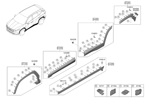 2022 Hyundai Tucson Body Side Moulding Diagram