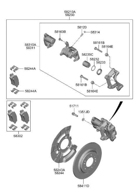 2022 Hyundai Tucson Disc-Rear Brake Diagram for 58411-L0100
