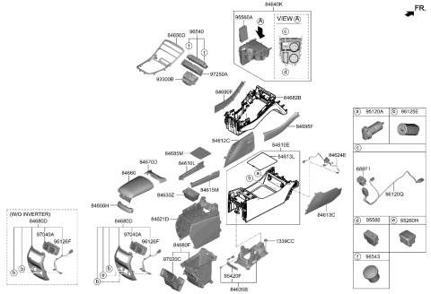 2022 Hyundai Santa Fe Hybrid ARMREST Assembly-Console Diagram for 84660-S1AA0-NNB