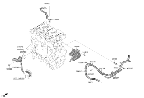 2022 Hyundai Santa Fe Hybrid Coolant Pipe & Hose Diagram