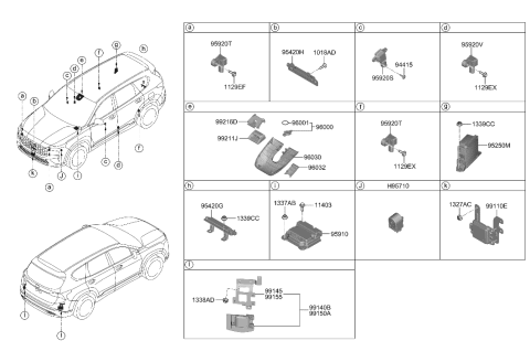 2022 Hyundai Santa Fe Hybrid Module Assembly-Air Bag Control Diagram for 95910-CL100