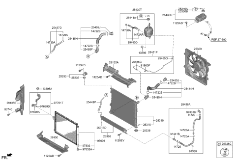 2022 Hyundai Santa Fe Hybrid Radiator Assembly-Inverter Diagram for 253E0-P4000
