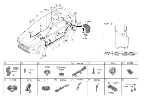 2022 Hyundai Santa Fe Hybrid Grommet Diagram for 91981-S1850