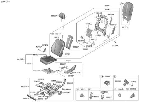 2021 Hyundai Santa Fe Hybrid Cushion Assembly-FR Seat,LH Diagram for 88100-S1030-YKN