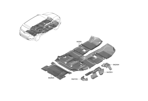 2021 Hyundai Santa Fe Hybrid Floor Covering Diagram