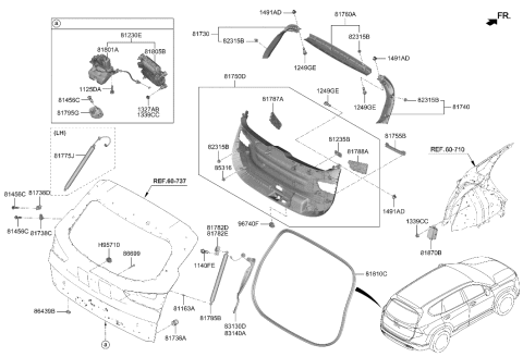 2021 Hyundai Santa Fe Hybrid Trim Assembly-Tail Gate LWR Diagram for 81710-S1100-NNB
