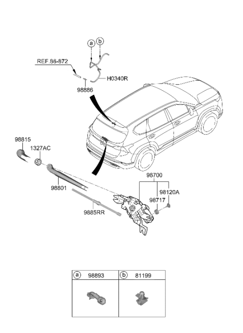2022 Hyundai Santa Fe Hybrid Rear Wiper & Washer Diagram