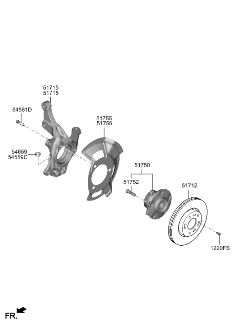 2022 Hyundai Elantra Knuckle-Front Axle,RH Diagram for 51716-AA000