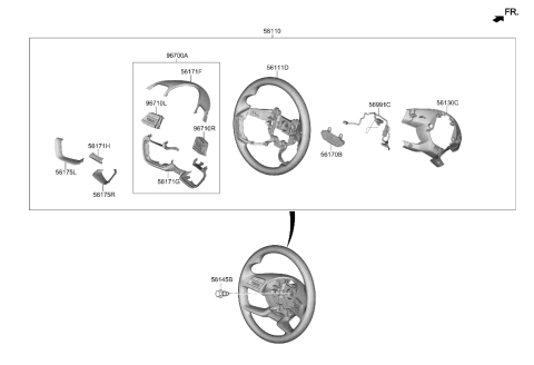 2021 Hyundai Elantra Wheel Assy-Steering Diagram for 56100-AB070-YFR