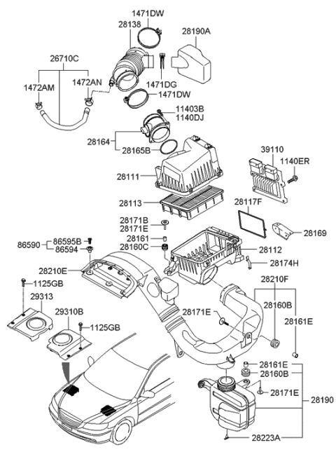2006 Hyundai Azera Engine Control Module Unit Diagram for 39110-3C211