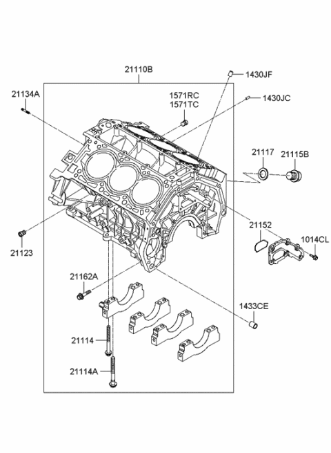 2006 Hyundai Azera Cylinder Block & Oil Pan Diagram 1