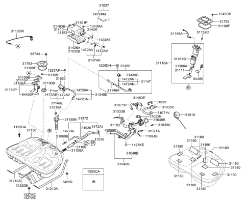 2005 Hyundai Azera Valve Assembly-Fuel Ventilator Diagram for 31155-2C700