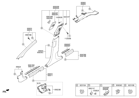 2021 Hyundai Tucson Trim Assembly-Rear Pillar RH Diagram for 85860-D3000-TTX